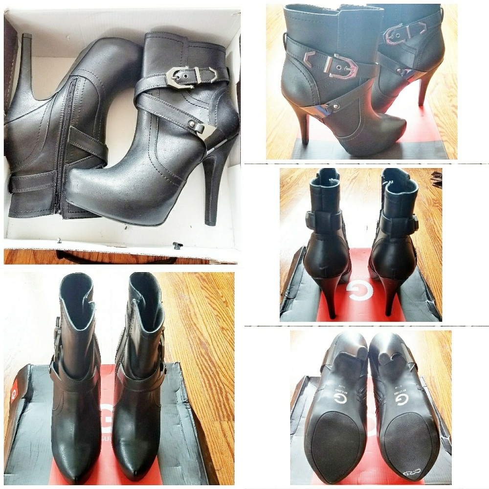 Guess Black Heeled Boots with Buckle Detail